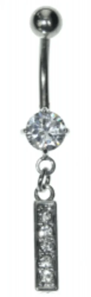 Navel Piercing med vita kristaller - bokstaven I