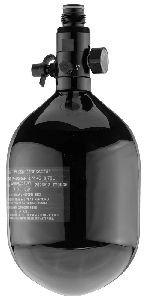 Carbon HPA Tank 4500 PSI, 1,1L med regulator - Sort - Bild 3