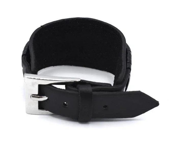 Svart läderarmband stilren - Bild 2