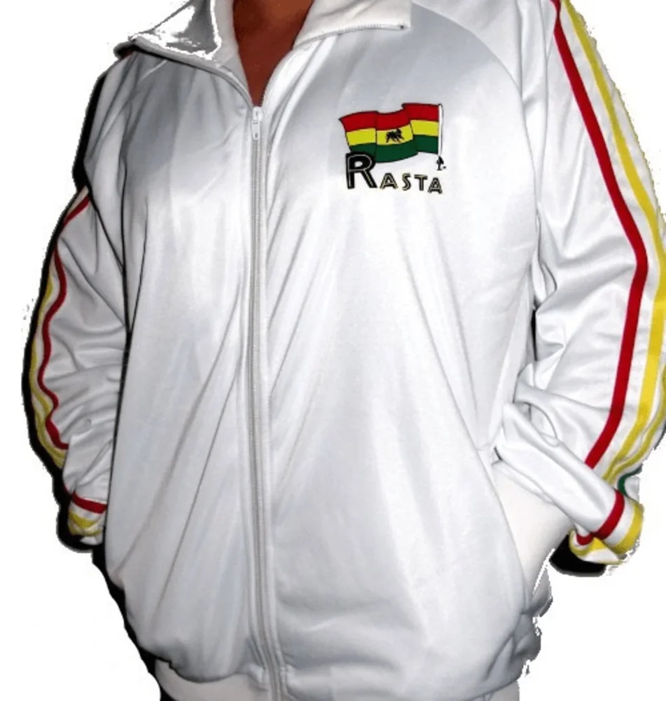 Rasta tröja Dragkedja - Vit med Rasta tryck - Bild 1