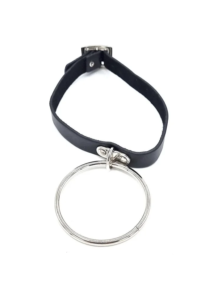 Svart halsband med stort ring - Bondage - Bild 1