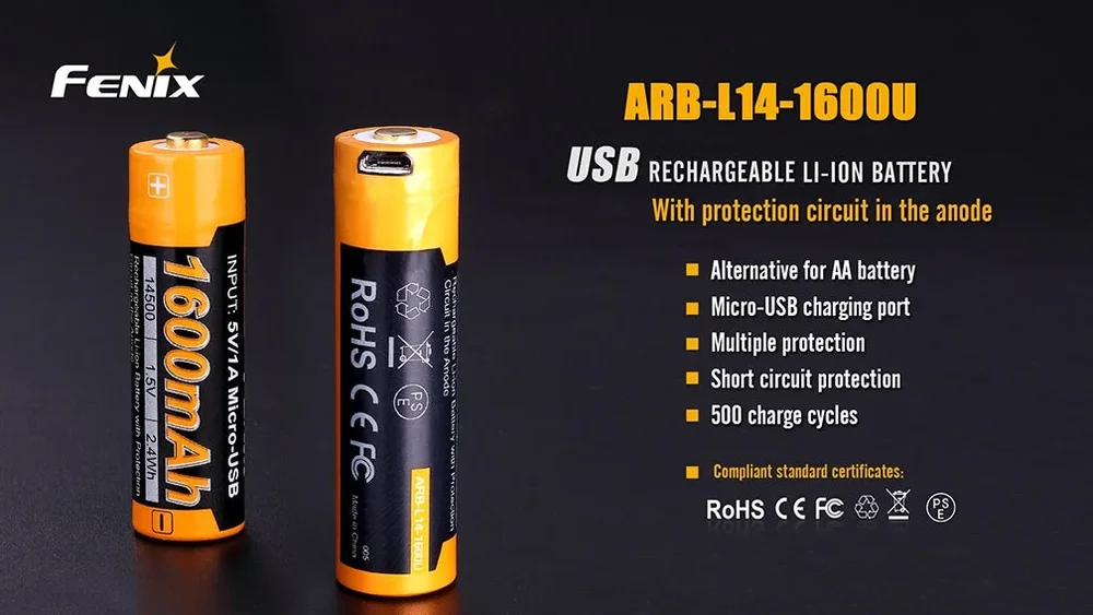 Fenix ARB-L14-1600U Genopladeligt AA Batteri 1,5V USB - Bild 3