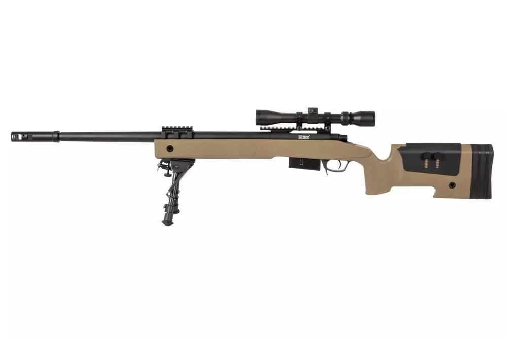 Specna Arms SA-S03 CORE Sniper Riffel med Scope og Bipod Tan Specna Arms SA-S03 CORE Sniper Riffel med Scope og Bipod Tan
