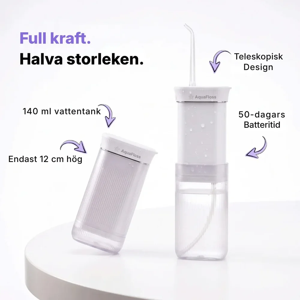 AquaFloss® X3A portabel mundusch | kompakt push-pull-design, kraftfull pulsrengöring och USB-uppladdning - Bild 3