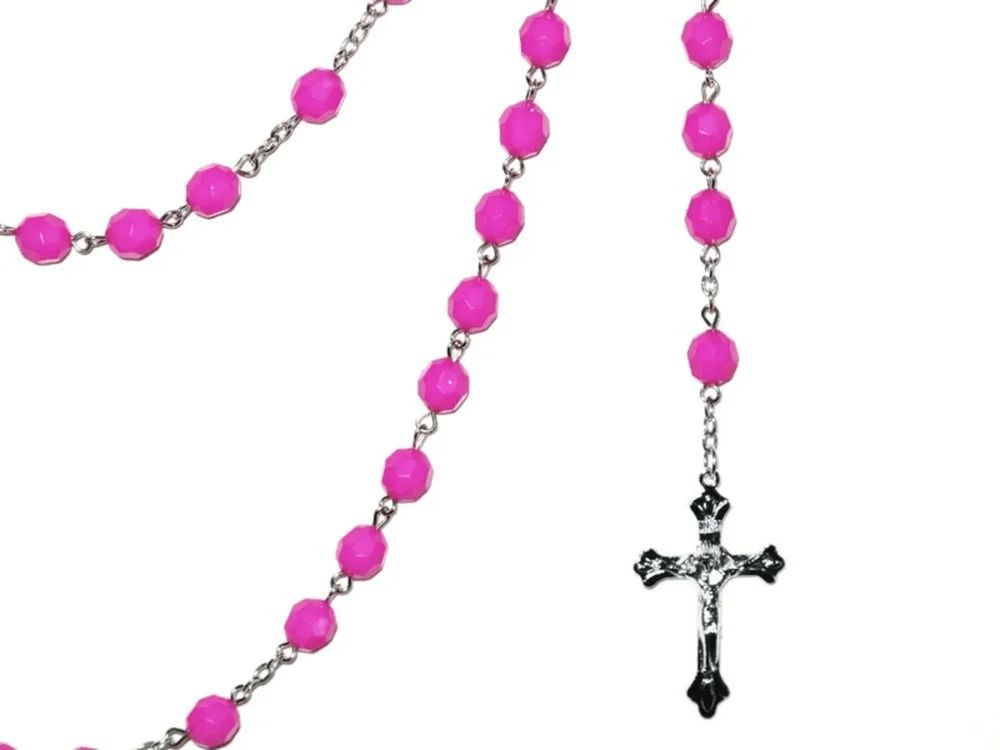 Radband / Kors halsband Rosa Pärlor - Bild 2