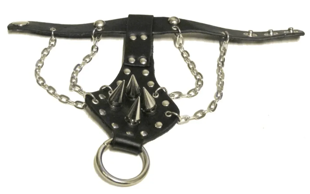 Läderarmband med spike och ronda nitar - Bild 2