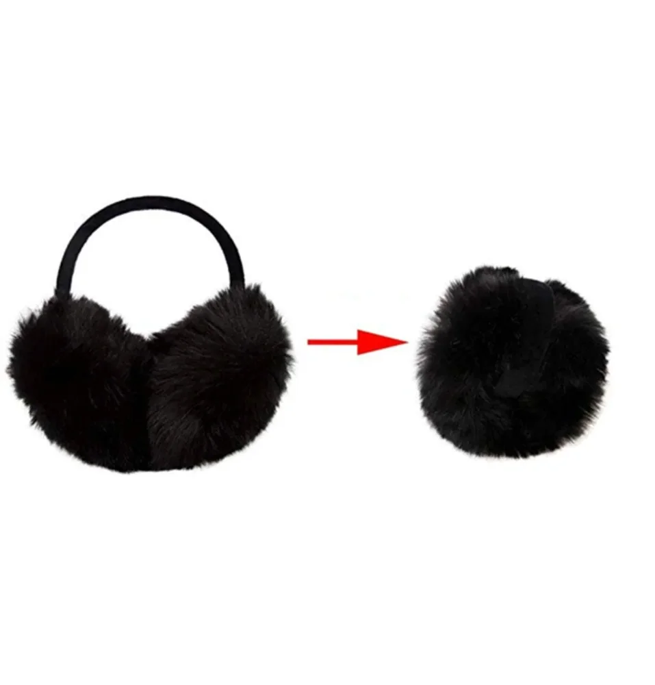 Svarta fluffiga öronmuffar - Bild 3