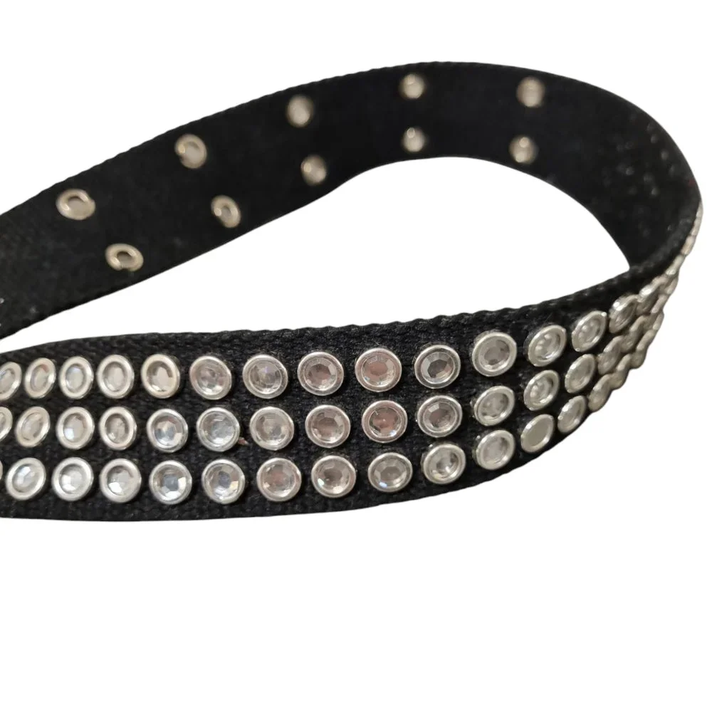Strass bälte - svart tyg - Bild 2