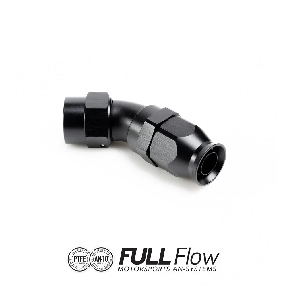 Full flow PTFE hose end fitting 45 degrees AN-10