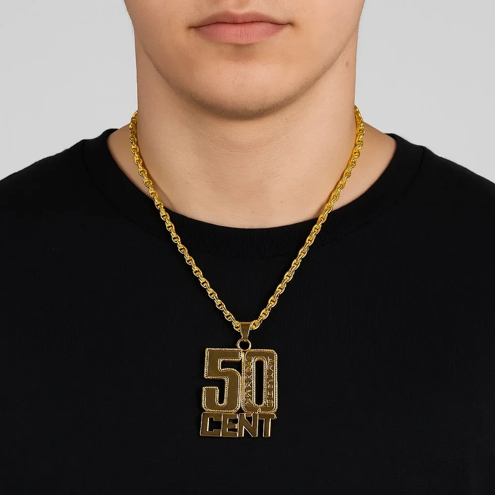 Guldigt halsband med 50 Cent-hänge - Bild 1