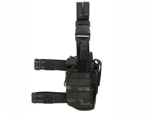 Taktisk drop leg-hylster med 2 bæremåder – Multicam Black Taktisk drop leg-hylster med 2 bæremåder – Multicam Black
