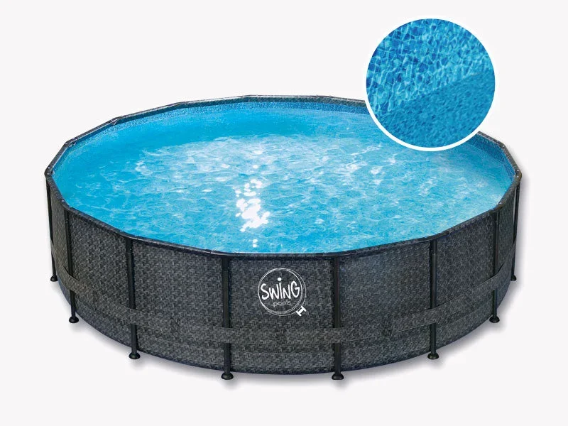 Ovanmarkpool Swing Pools Elite Väv Rampool – 4.88m x 1.22m, Mörk väv (Herringbone)
