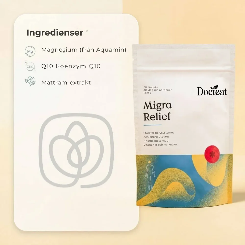Migra Relief® | Kosttillskott mot migrän som innehåller viktiga ingredienser för att lindra migrän - Bild 3