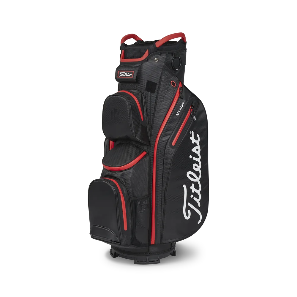 Titleist CART 14 STADRY Vattentät golfbag – Black/Black/Red Titleist CART 14 STADRY Vattentät golfbag – Black/Black/Red
