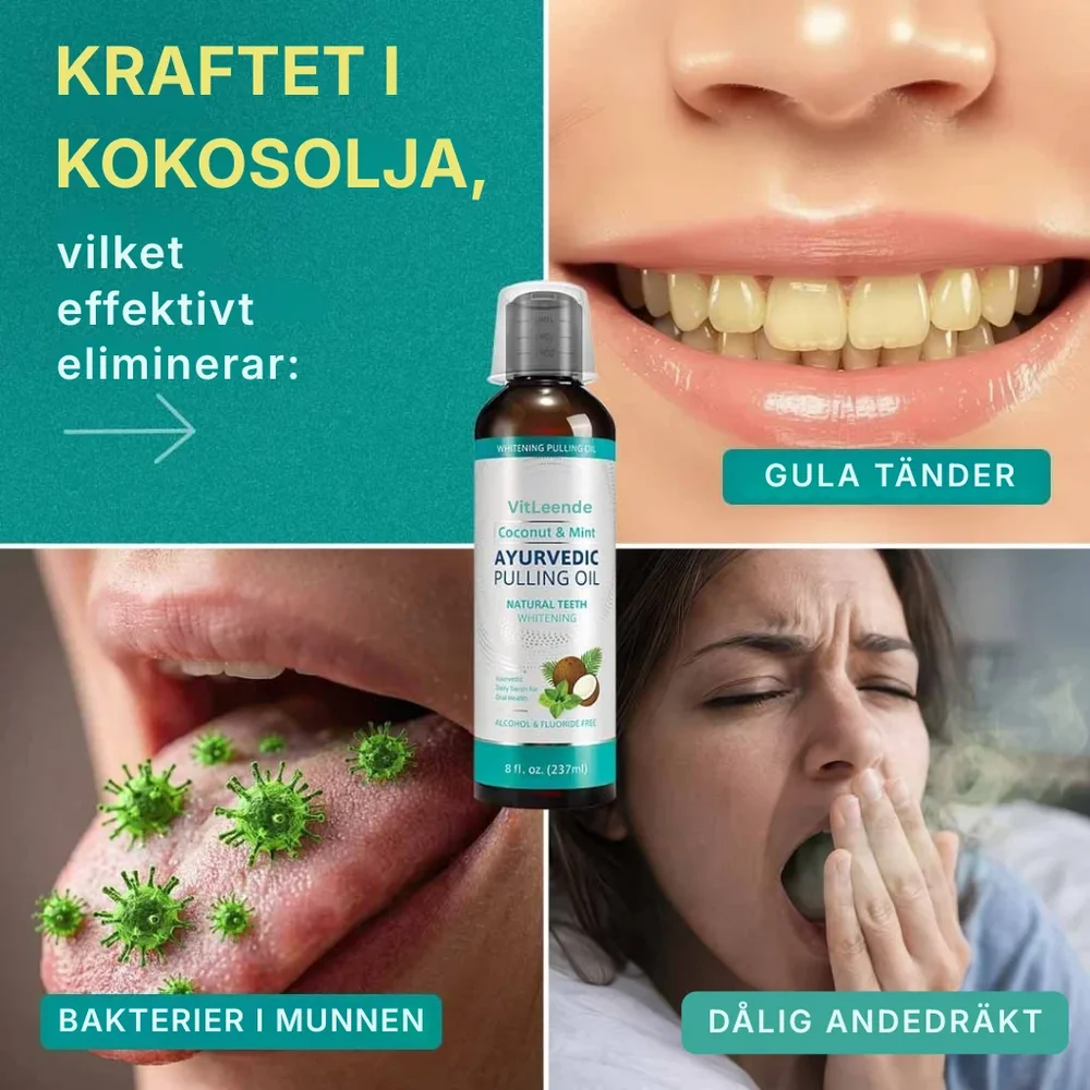 VitLeende® | Oljedragning med kokos- och myntaolja för vitare tänder, frisk andedräkt och en frisk mun - Bild 3