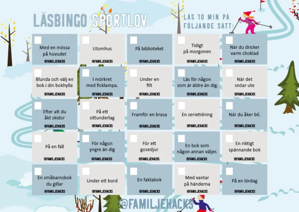 Läsbingo: Sportlov Läsbingo: Sportlov