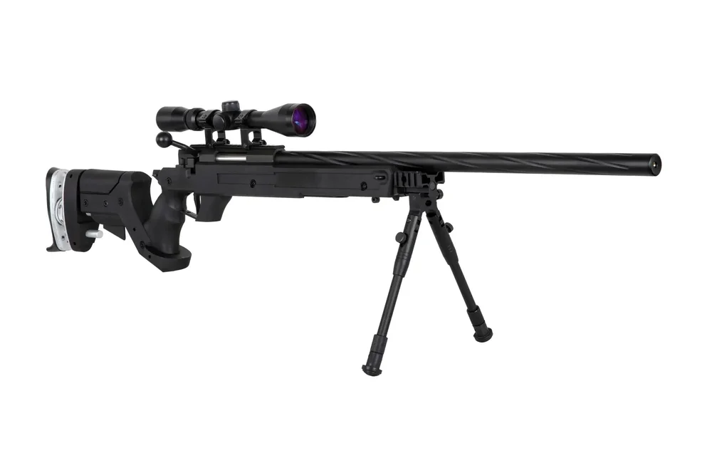 SA-S13 sniper airsoft rifle with scope and bipod - black - Bild 3
