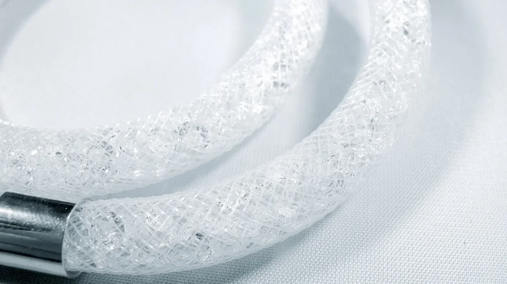 Dubbel vit armband fylld med vita kristaller - Bild 2