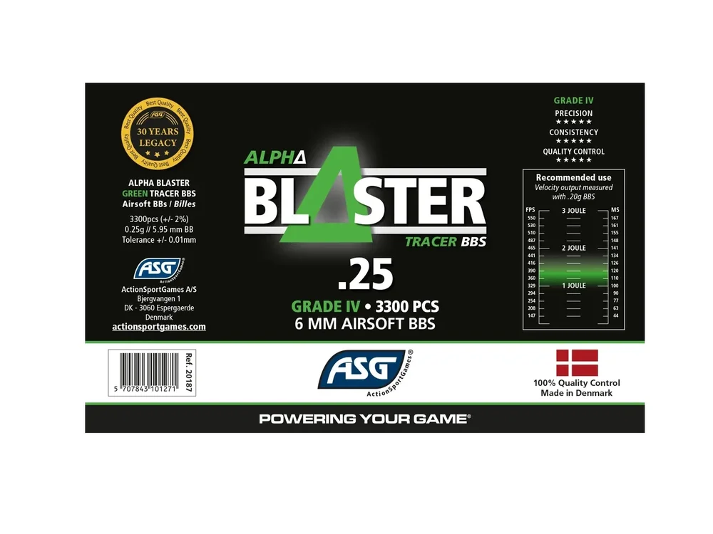 Alpha Grøn Tracer Kugler, 0.25G, 3300styk - Bild 3