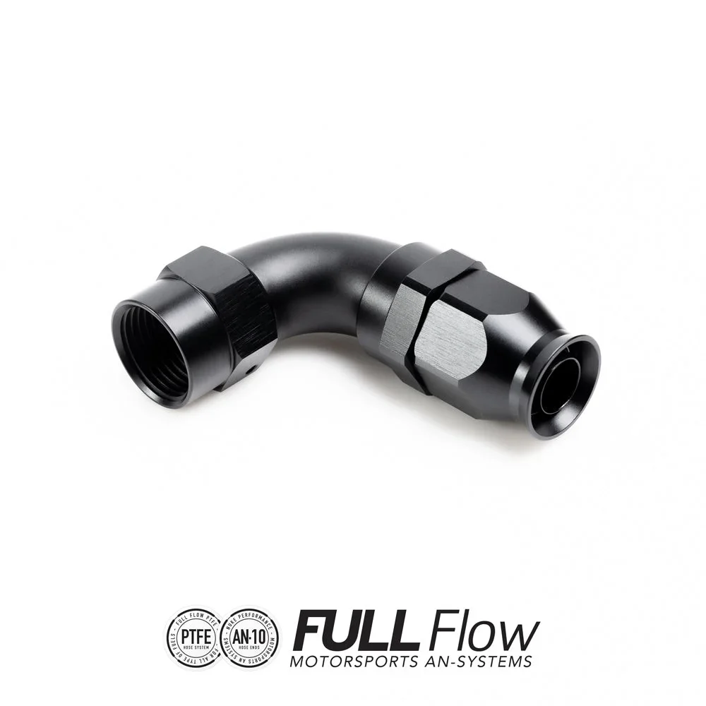 Full flow PTFE hose end fitting 90 degrees AN-10