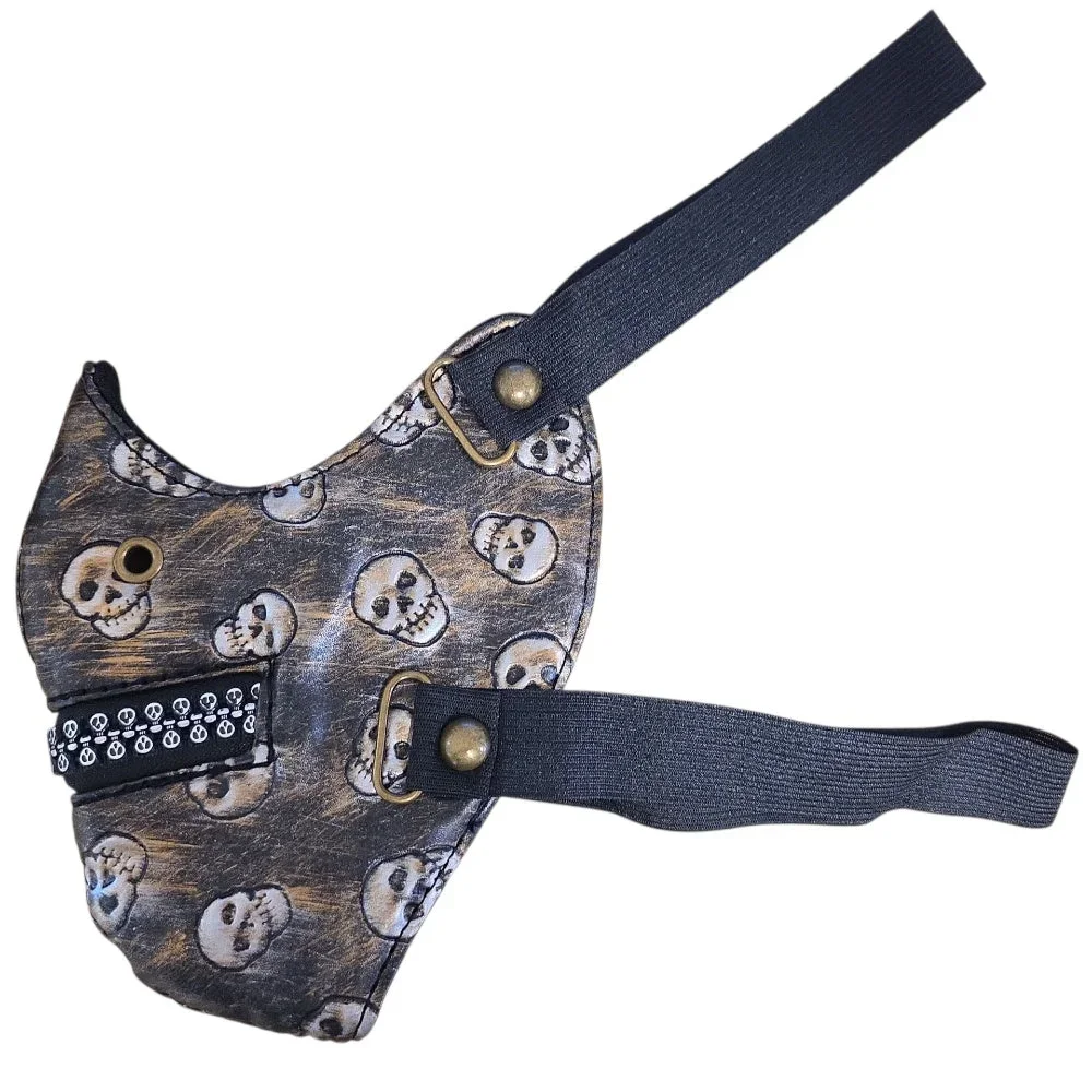 Ansiktsmask i konstläder med döskallemönster & dekorativ dragkedja - Bild 2