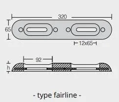 Zinkanod Fairline 320*65*35 (Hål 160mm) 2.4KG/5.29LB, R800270e - Bild 2