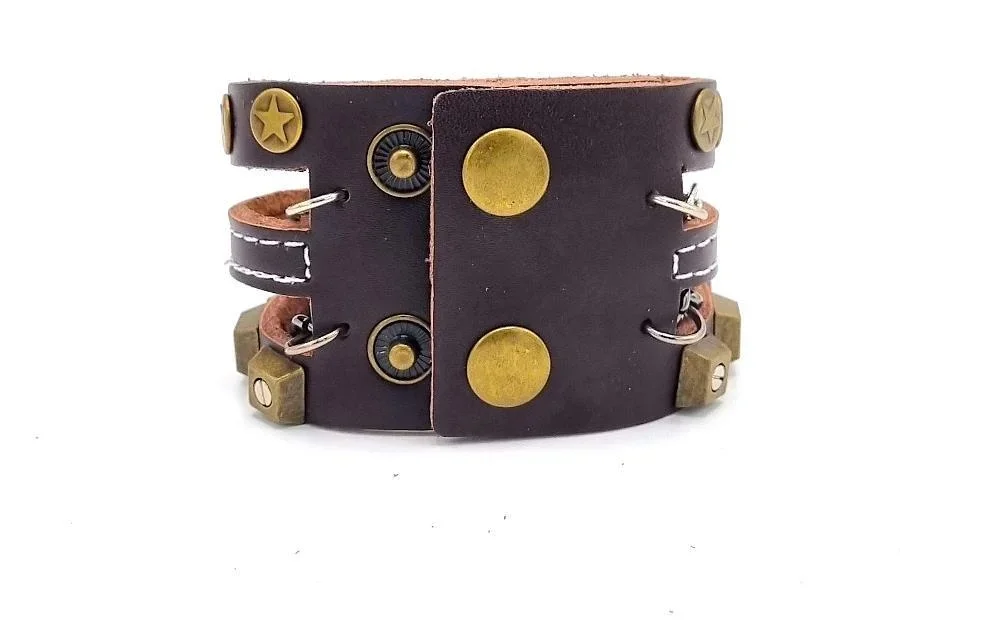 Läderarmband med kedjor och nitar - Bild 2