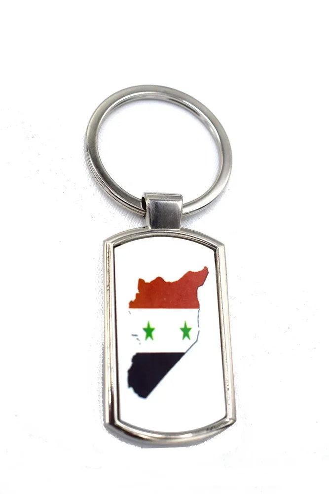 Syriens karta flagga nyckelring - Bild 1