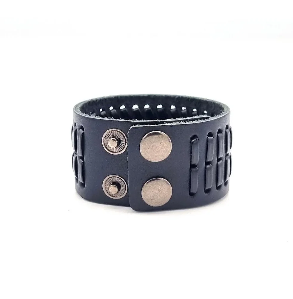 Svart Flätat läderarmband - Bild 2