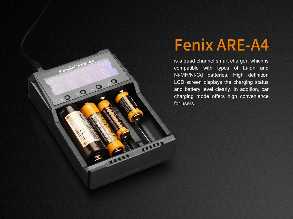 Fenix ARE-A4 Oplader 4 Kanaler Li-ion og NiMH - Sort - Bild 3