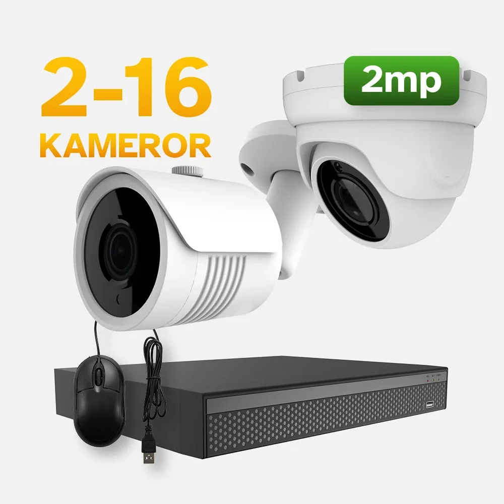 Övervaknings system POE 2 MP, 1-16 dome & bullet kameror, 1-2 switchar - Bild 1