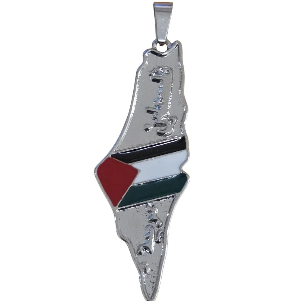 Halsband Palestina Karta – Silverfärgad - Bild 3