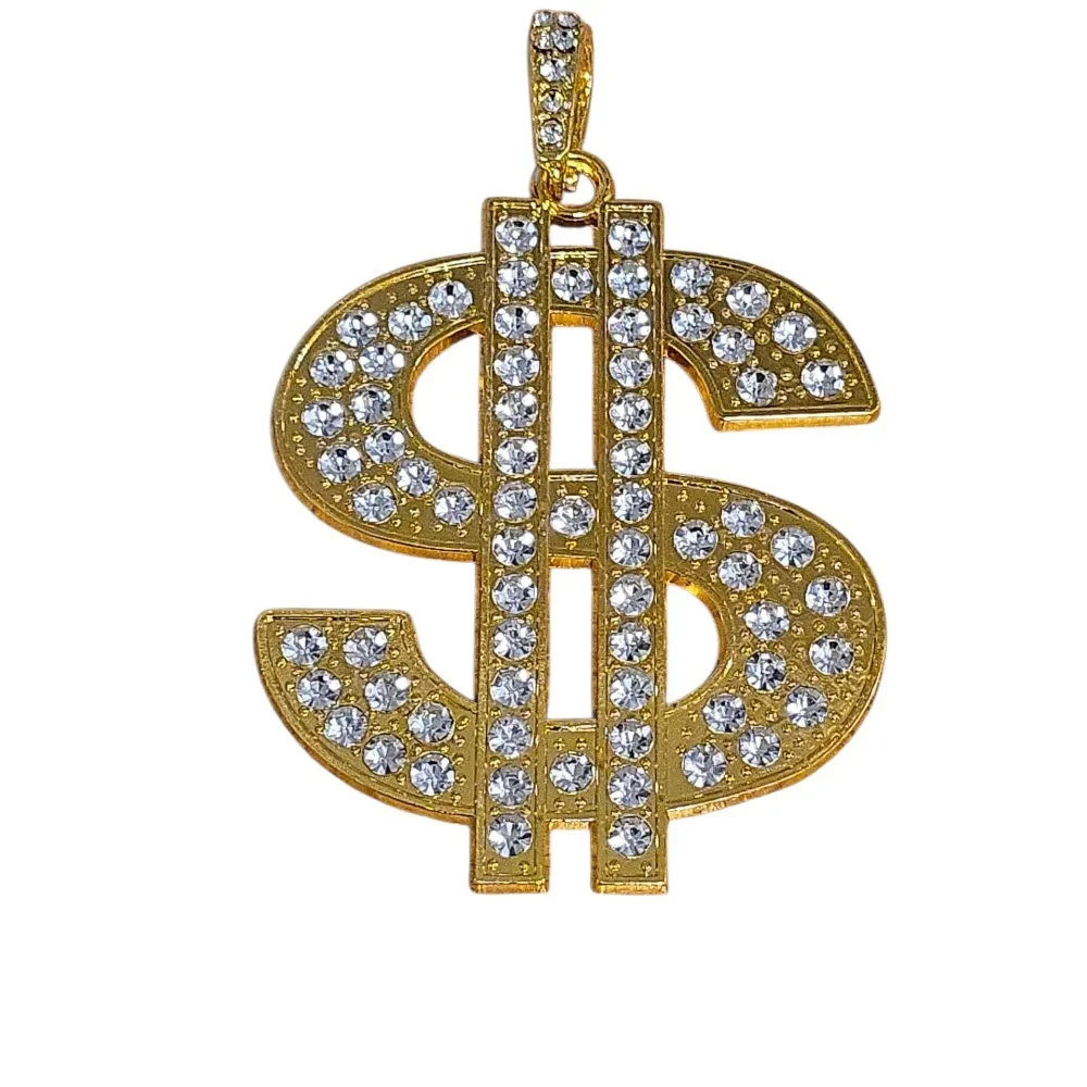 Guldigt halsband med stort dollarhänge - Bild 3