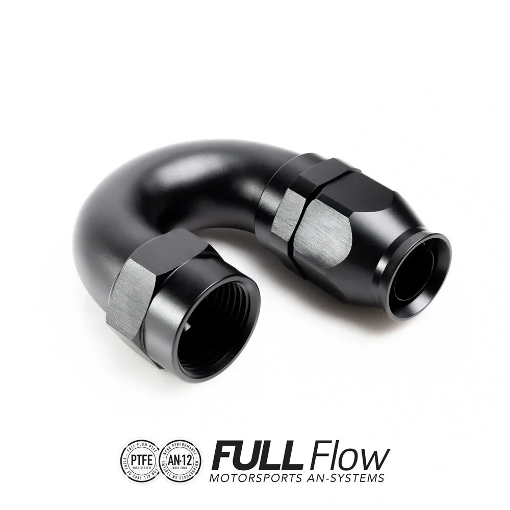 Full flow PTFE hose end fitting 180 degrees AN-12