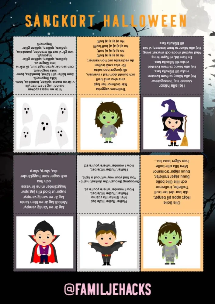 Sångkort med tema: Halloween Sångkort med tema: Halloween