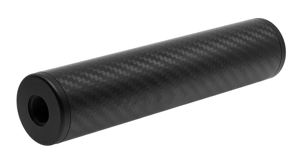 BO Manufacture E Long lyddæmper i kulfiber, 14 mm CW og CCW – sort