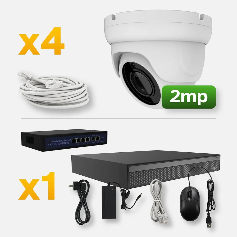Övervaknings system POE 2 MP, 2-16 dome kameror, 1-2 switchar - Bild 3