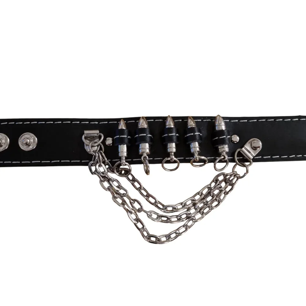 Svart nitarmband med kedjor & kulformade spetsnitar – rockigt statement - Bild 2