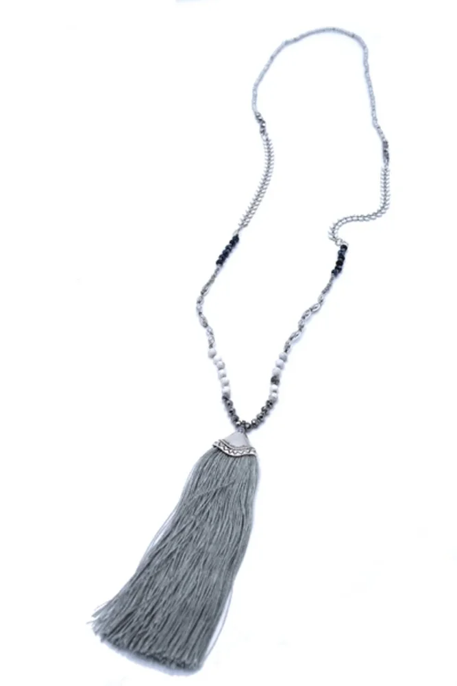 Lång Pärlhalsband med franshänge Bohemian - Bild 1