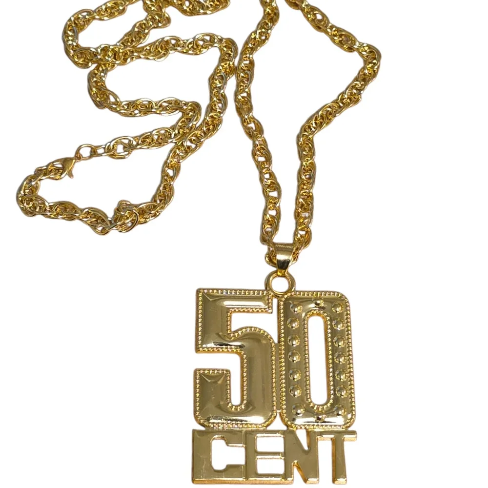 Guldigt halsband med 50 Cent-hänge - Bild 2