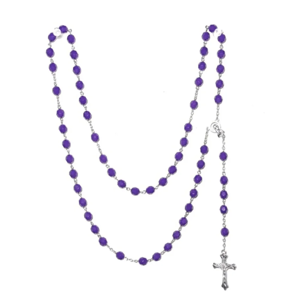Radband / Kors halsband Lila Pärlor - Bild 1