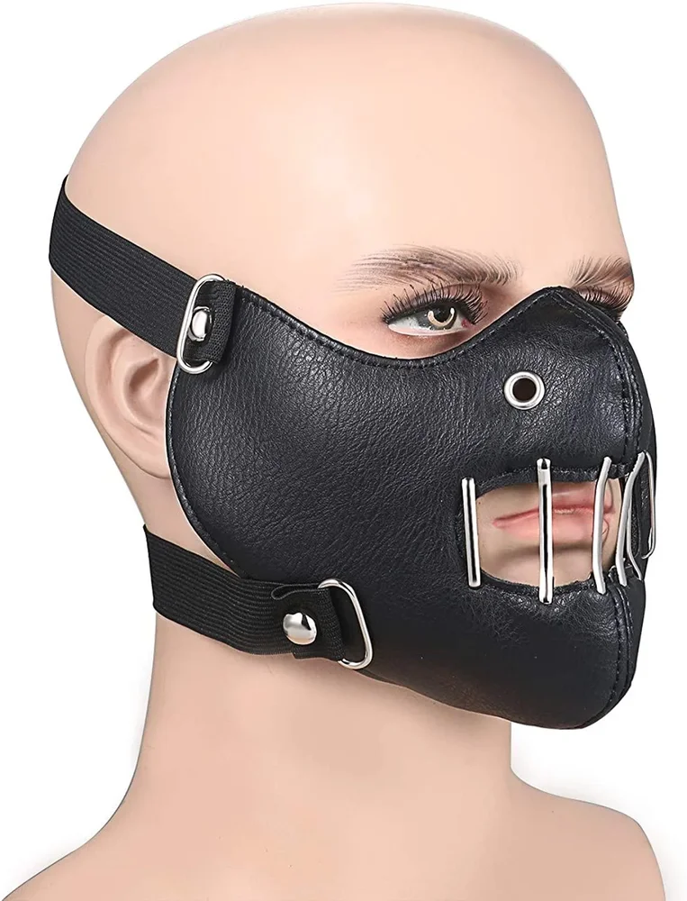 Lädermask med andningshål och metallgrill - Bild 3