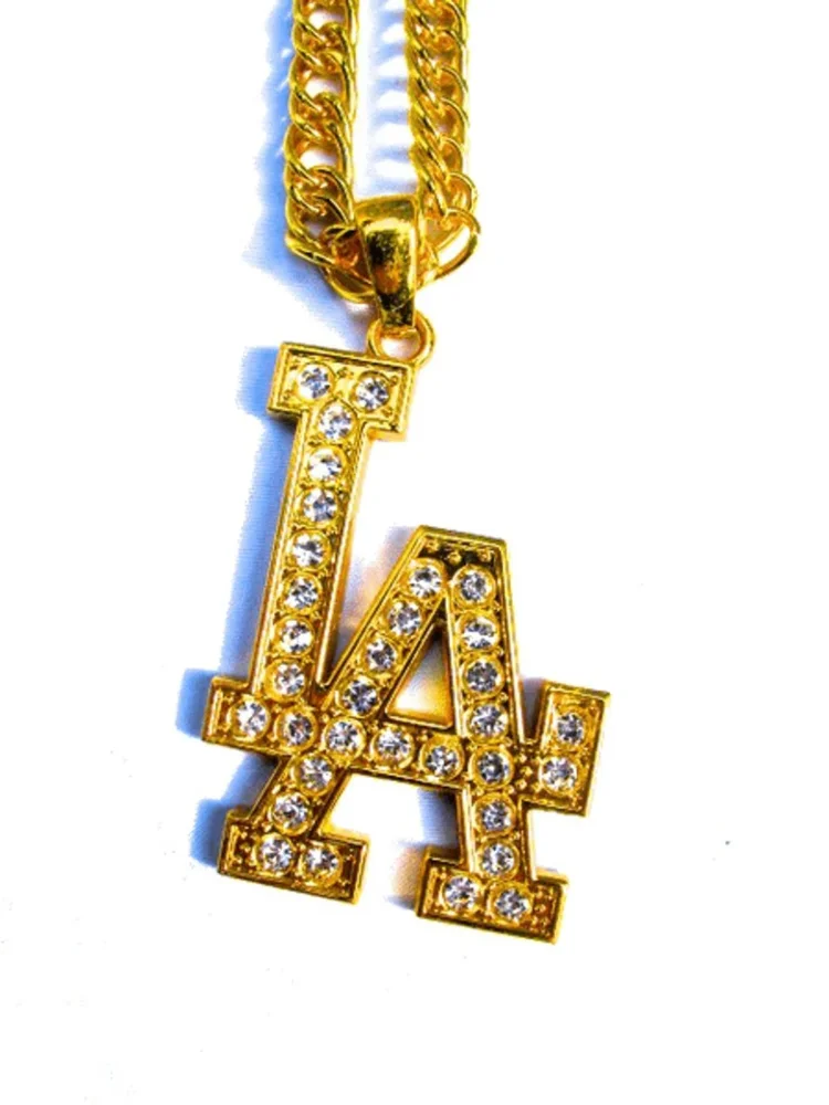 Los Angeles halsband guldfärgad med vita kristaller - Bild 2