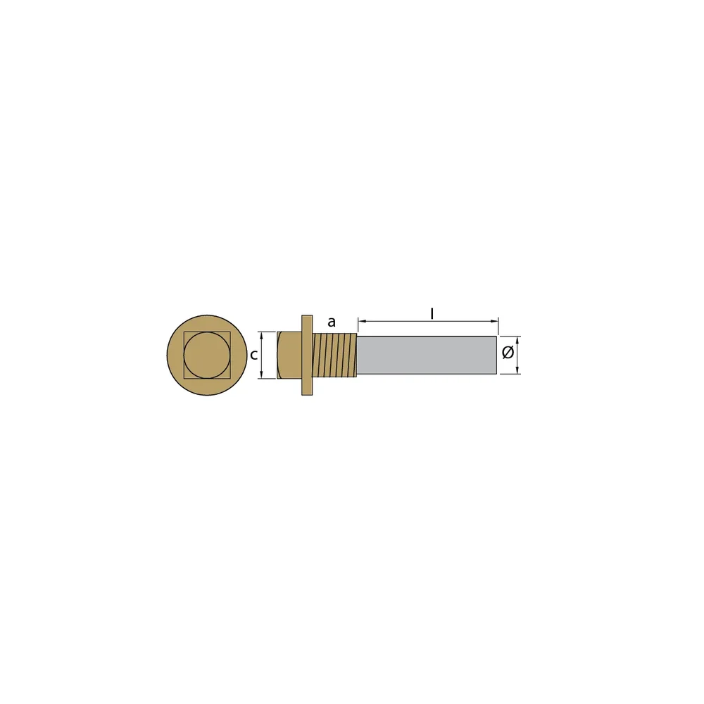 Zinkanod Volvo Penta, typ pencil anode Ø26 - L 40 - with brass plug th. 1'' GAS (bspp), VP 823661 - Bild 2