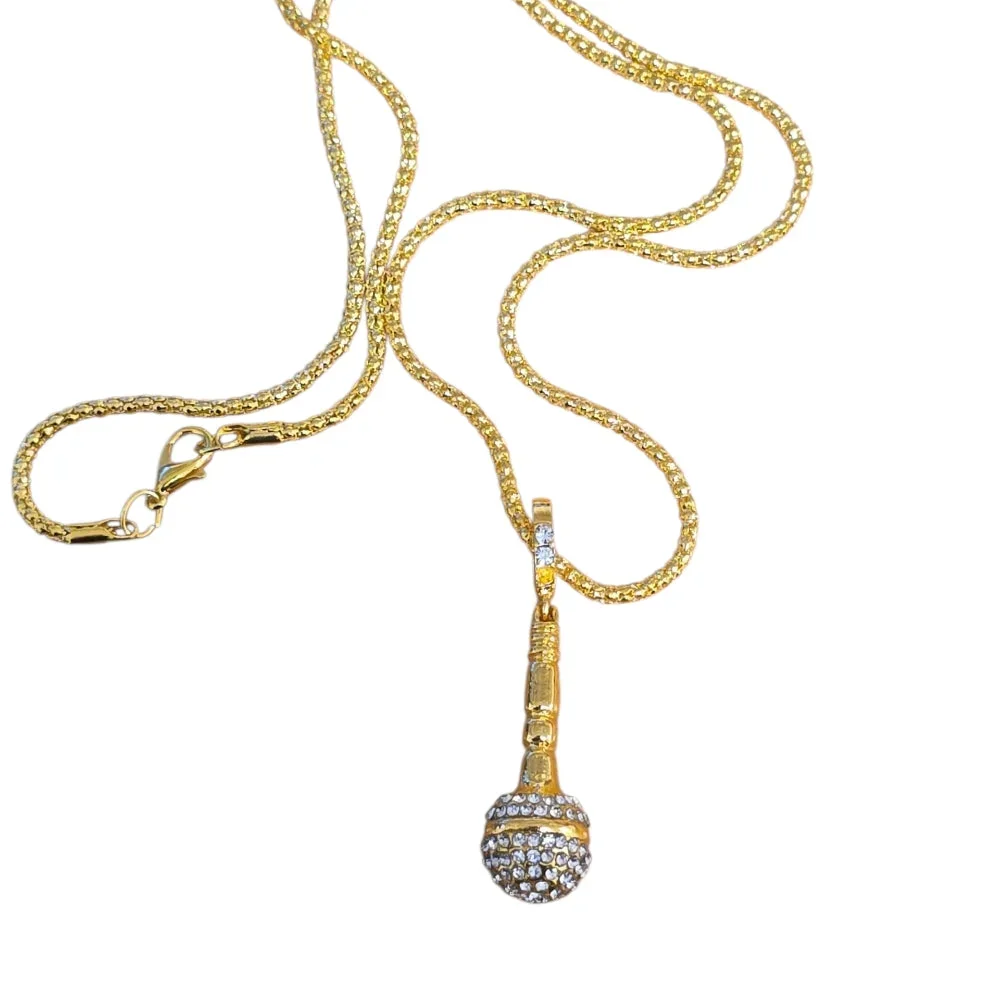 Guldigt Mikrofon Halsband med Strass - Bild 3