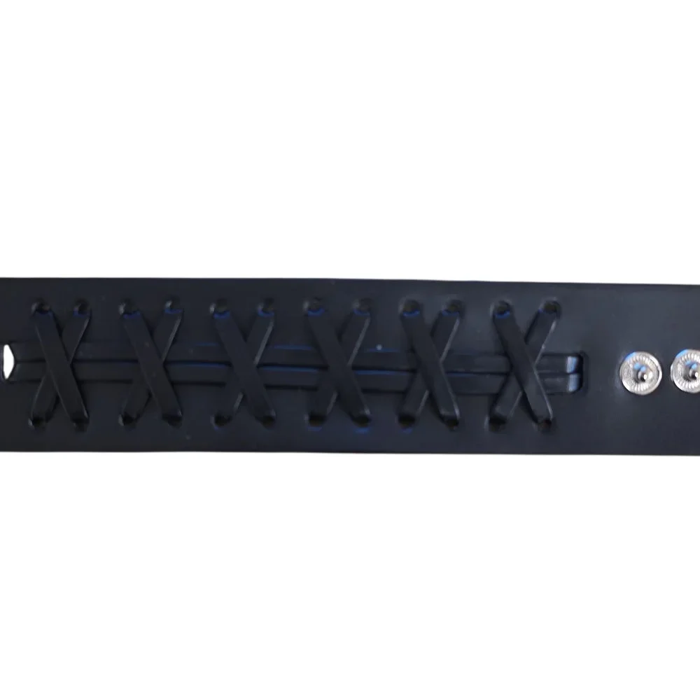 Brett brunt läderarmband med korssnörning – Justerbart - Bild 3