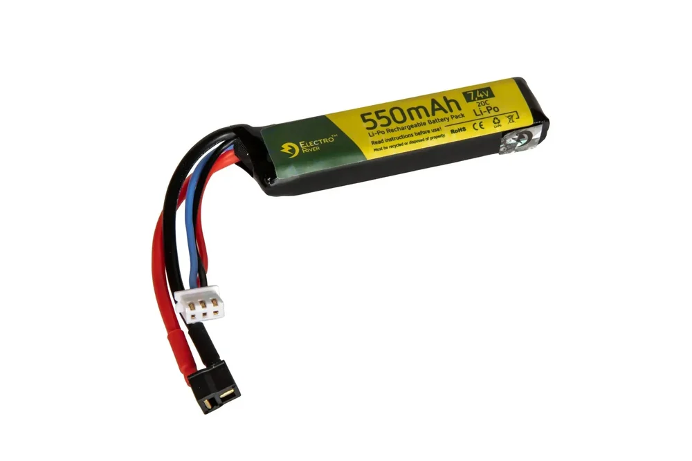 Electro River LiPo Batteri 7,4V 550mAh 20C til AEP med MOSFET – Mini T-Dean Electro River LiPo Batteri 7,4V 550mAh 20C til AEP med MOSFET – Mini T-Dean