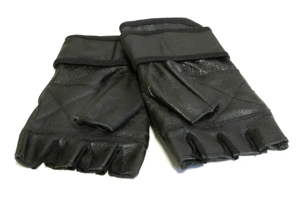 Läderhandskar fingerlösa - svart - Bild 3