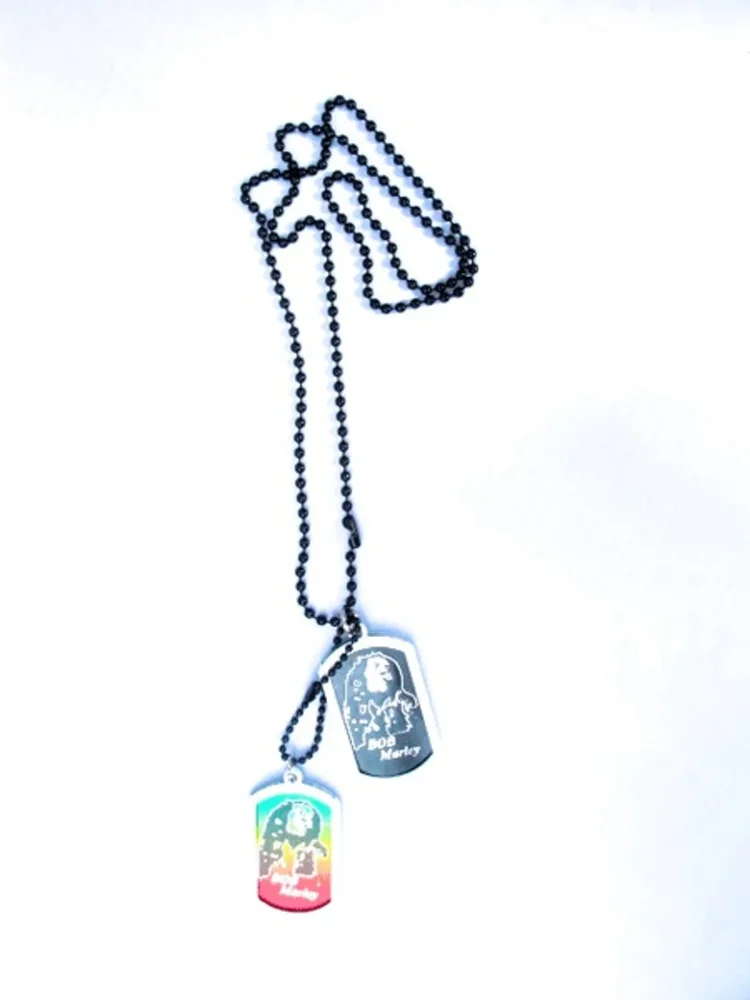 Rasta man -  Dog Tag halsband vit ram - Bild 1