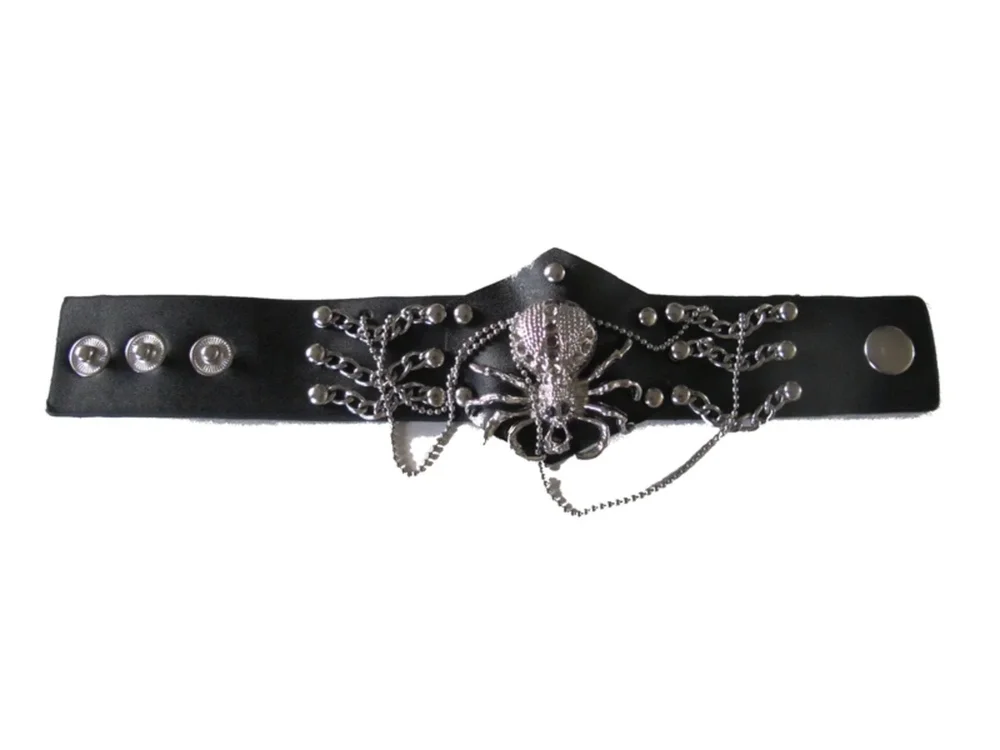 Läderarmband med spindel och kedjor - Bild 2